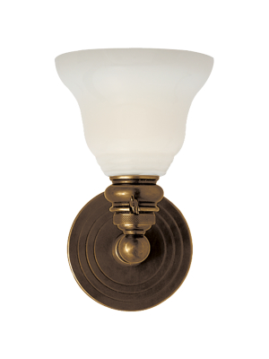 Boston Functional Single Light In Hand-rubbed Antique Brass With White Glass