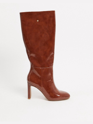 Asos Design Current Pull-on Knee Boots In Brown