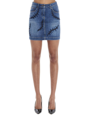 Moschino Stitch Detail Denim Skirt