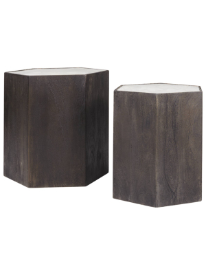 Set Of 2 Nanfield Accent Tables White/gray - Signature Design By Ashley