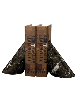 Coronet Collection Black Zebra Marble Bookends