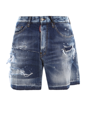 Dsquared2 Distressed Denim Bermuda Shorts