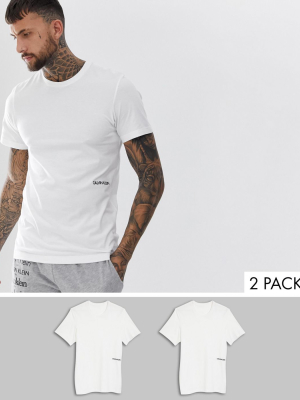 Calvin Klein Statement 1981 2 Pack Logo Crew Neck T-shirts In White