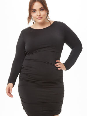 Plus Size Open-back Ruched Dress