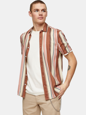 Retro Pink Stripe Slim Shirt