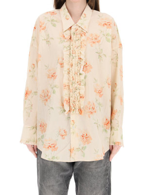 R13 Ruffled Floral Print Shirt