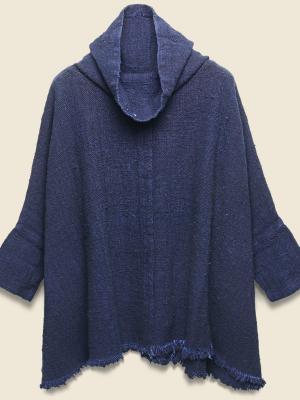 Cotton Ovedyed Poncho - Indigo