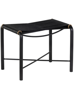 Riz Leather Stool, Black