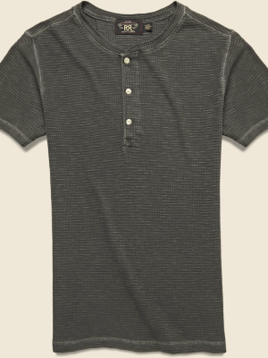 Waffle-knit Henley - Faded Black Canvas