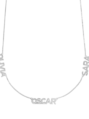 Sterling Silver Triple Name Necklace With Classic Box Chain