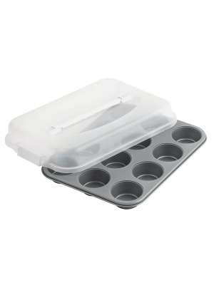 Ovenstuff 12 Cup Non Stick Muffin Pan With Lid
