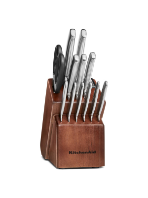 Kitchenaid 14pc Stainless Steel Knife Block Set Maple
