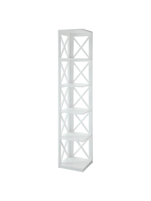 63.75 Oxford 5 Tier Corner Bookcase White - Breighton Home