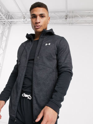 Under Armour Training Fz Double Knit Hoodie In Black