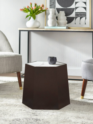 Wallace Hexagonal Side Table Walnut - Angelo : Home