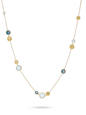 Marco Bicego® Jaipur Color Collection 18k Yellow Gold Mixed Blue Topaz Necklace