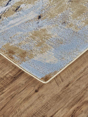 Feizy Marigold Abstract Splatter Print Rug - Gold & Dusk Blue - Available In 6 Sizes