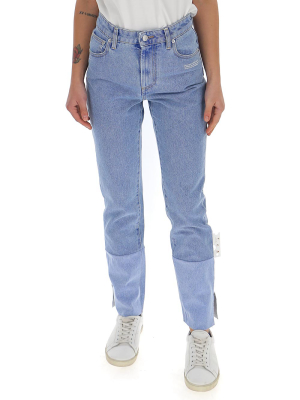 Off-white Two-tone Logo Jeans