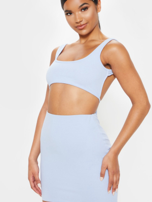 Light Blue Crepe Bodycon Skirt