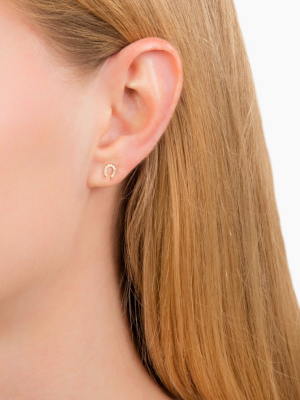 Mini Horseshoe Stud Earrings - Gold