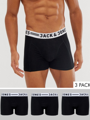 Jack & Jones 3 Pack Trunks In Black