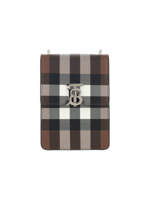 Burberry Robin Logo Plaque Check-patterned Crossbody Bag