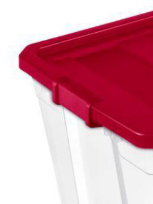 Sterilite 50gal Clear Stacker Box Red Lid And Latch