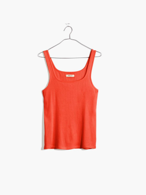 Ribbed Square-neck Tank Top