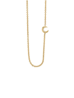 Pave Crescent Necklace