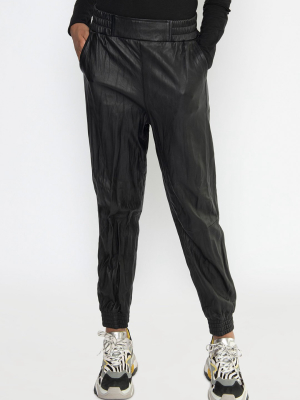 Leather Jogger Pant, Black