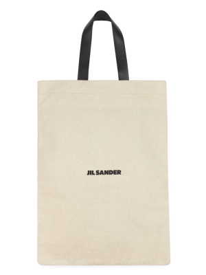 Jil Sander Logo Printed Large Shopper Tote Bag