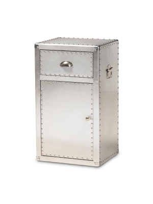 Serge Metal 1 Door Accent Storage Cabinet Silver - Baxton Studio