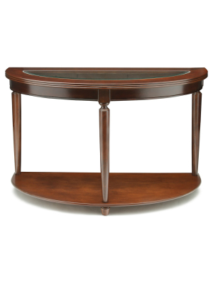 Renson Curved Glass Top Sofa Table Dark Red - Iohomes