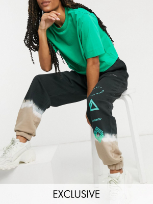 Collusion Unisex Oversized Sweatpants With Tie Dye And Print