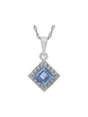 Tiara Sterling Silver Princess-cut Birthstone Crown Pendant