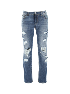 Dolce & Gabbana Distressed Slim-fit Jeans