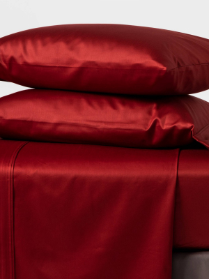 400 Thread Count Solid Holiday Performance Sheet Set Red - Threshold™