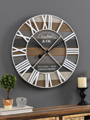 Maritime Farmhouse Planks Clock Gray - Firstime