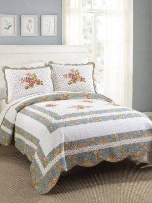 Modern Heirloom Loretta Quilt Set White/blue