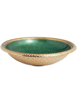 Julia Knight Florentine 15" Round Bowl In Gold Emerald