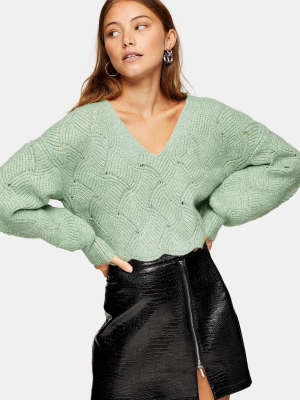 Green Stitch Knitted Sweater