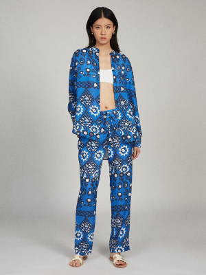 Paige-c Trouser In Blue Batik Print