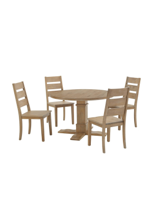 5pc Joanna Round Dining Set With 4 Ladder Back Chairs Rustic Brown - Crosley