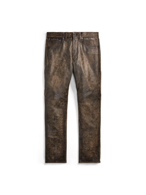 Slim Fit Embossed Leather Pant