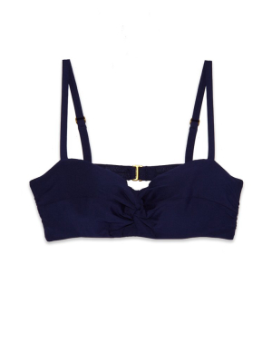 Twist Underwire Bra Bikini Top - Navy Blue