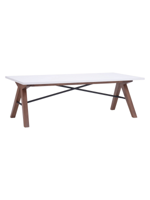 Saw-horse Style Mid-century Modern 47" Rectangular Coffee Table - Walnut/black/white - Zm Home