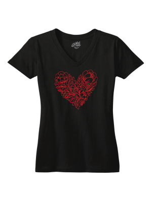 Floral Red Heart Tshirt