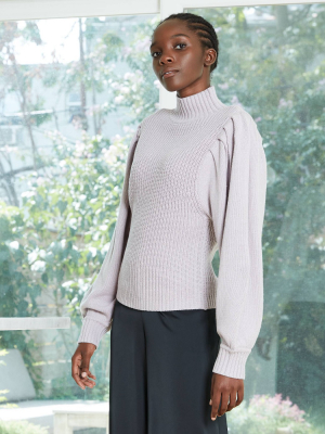 Women's Mock Turtleneck Chunky Pleat Sleeve Pullover Sweater - Prologue™