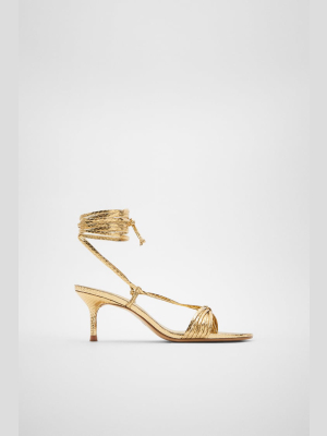 Tied Thin Strap Heeled Sandals