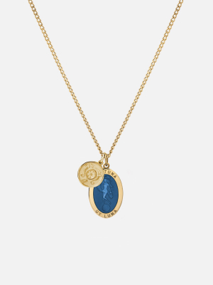 Fortuna Necklace, 14k Gold/blue